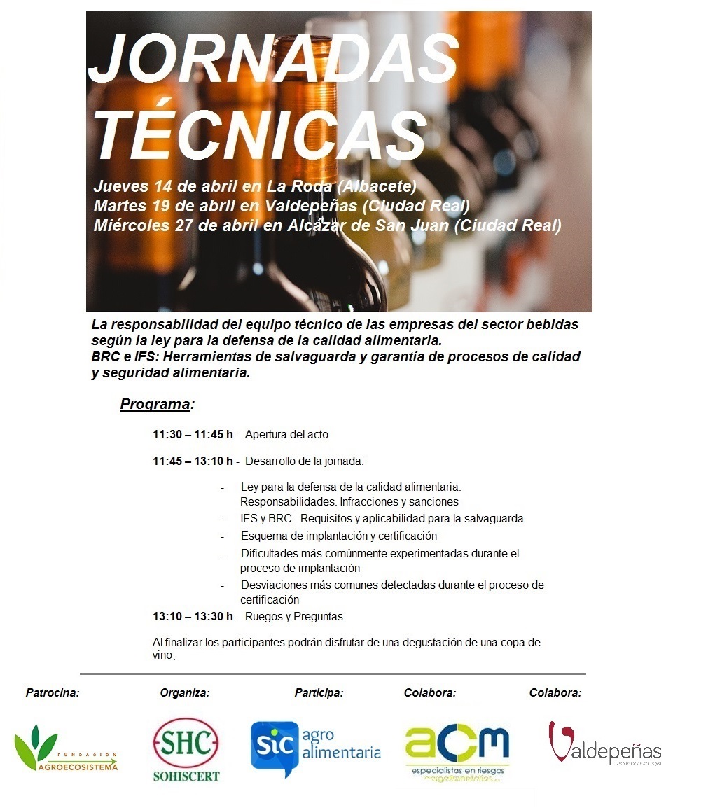 Jornada Técnica en Alcázar de San Juan (Ciudad Real) sobre BRC e IFS Jornada Técnica en Alcázar de San Juan (Ciudad Real) sobre BRC e IFS