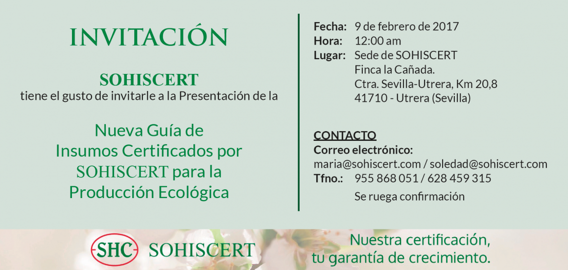 Presentación de la Nueva Guía de Insumos Certificados por SOHISCERT para la Producción Ecológica