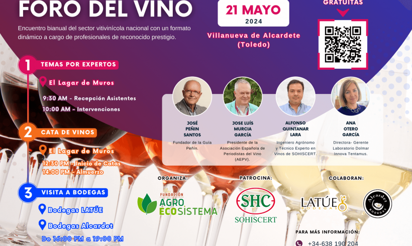 FORO DEL VINO – Próximo 21 de Mayo en Villanueva de Alcardete (Toledo)